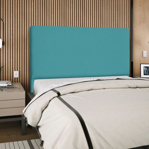 Cabeceira Cama Box Orgânica King 195cm Luna Suede C/frame Azul Celeste