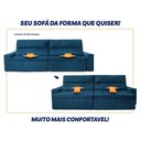 Ver imagem 5 de Sofá Retrátil Reclinável Supremo 3,00m Suede Velut Azul Marinho Molas no Assento - King House