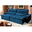 Ver imagem 1 de Sofá Retrátil Reclinável Supremo 3,00m Suede Velut Azul Marinho Molas no Assento - King House