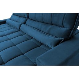 Sofá Retrátil Reclinável Supremo 3,00m Suede Velut Azul Marinho Molas no Assento - King House - 6