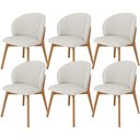 Ver imagem 1 de Kit 06 Cadeiras de Jantar e Estar Living Estofada Mia L02 Bouclê Cru - Lyam Decor