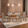 Conjunto Sala de Jantar Mesa Atenas Madeira Maciça 110cm Tampo Redondo Vidro Off White com 4 Cadeira - 1
