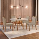 Ver imagem 1 de Conjunto Sala de Jantar Mesa Atenas Madeira Maciça 110cm Tampo Redondo Vidro Off White com 4 Cadeira