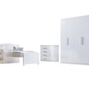 Ver imagem 2 de Quarto Infantil Completo com Guarda-Roupa Cama 100% MDF e Cômoda Angel Branco