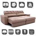 Ver imagem 3 de Sofá Retrátil e Reclinável 2,35m Molas Ensacadas Cama inBox Style Thermo Gel Linho Bege Escuro