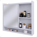 Ver imagem 5 de Espelheira Armário de Banheiro Suspenso com Porta e Nichos Espelho Organizadora Aqua - Branco