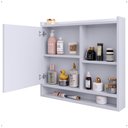 Ver imagem 4 de Espelheira Armário de Banheiro Suspenso com Porta e Nichos Espelho Organizadora Aqua - Branco