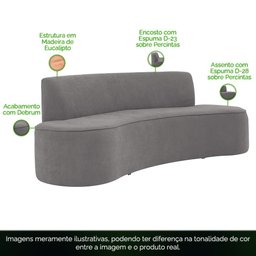 Sofá 4 Lugares 230cm Mônaco Bouclé Cinza - Nexta Casa - 3