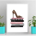 Ver imagem 2 de Quadro Sapato Com Livros Fashion 24x18cm - com vidro:Madeira preta
