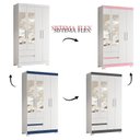 Ver imagem 2 de Guarda Roupa Olimpia 04 Portas com Espelho Flex Branco, Rosa, Azul e Titanium - Móveis Albatroz