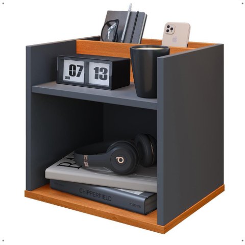 Mesa Cabeceira Suspensa Madri Divisória Nicho Mesinha Decorativa Quarto - Cinza/cinamomo