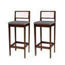 Ver imagem 2 de Kit 2 Banquetas Estofada em Linho Encosto Palhinha Bruna:imbuia com Linho Chumbo