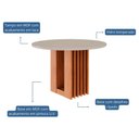 Ver imagem 2 de Mesa Redonda 110cm Tampo Mdf/vidro Ariela Cimol Cinamomo/off White
