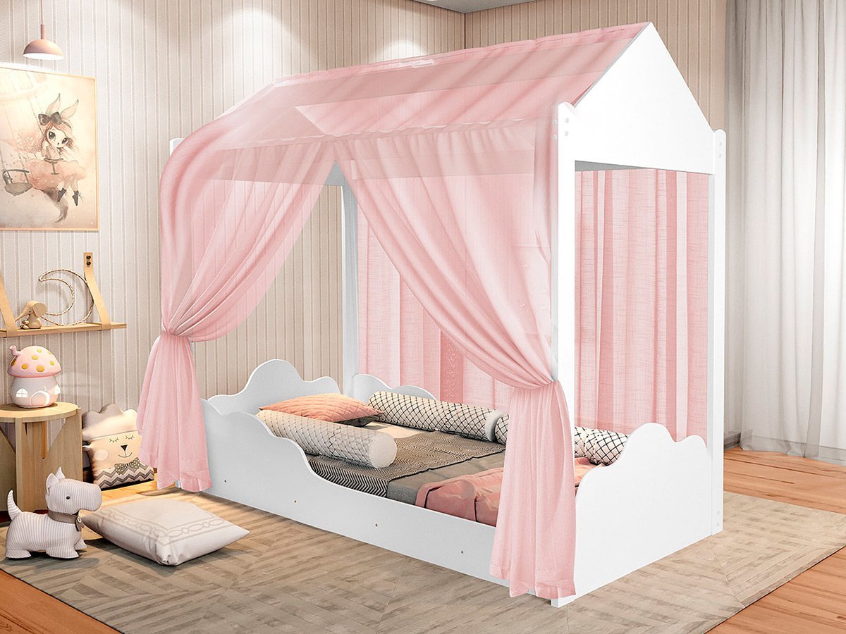 Cama Barbie Plus Com Dossel De Teto - Pura Magia - Rosa