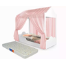 Cama Montessoriana Solteiro Infantil Duda Com Dossel Rosa e Colchão - 1