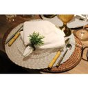 Ver imagem 2 de Jogo Lugar Americano Redondo Bege 38 cm Decoração Mesa Posta Descanso Prato Feito à Mão