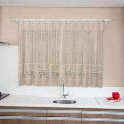 Cortina de Renda com Bandô 2,00 x 1,50 + 30 cm para Cozinha Valência Interlar - Desert Lisa - 2