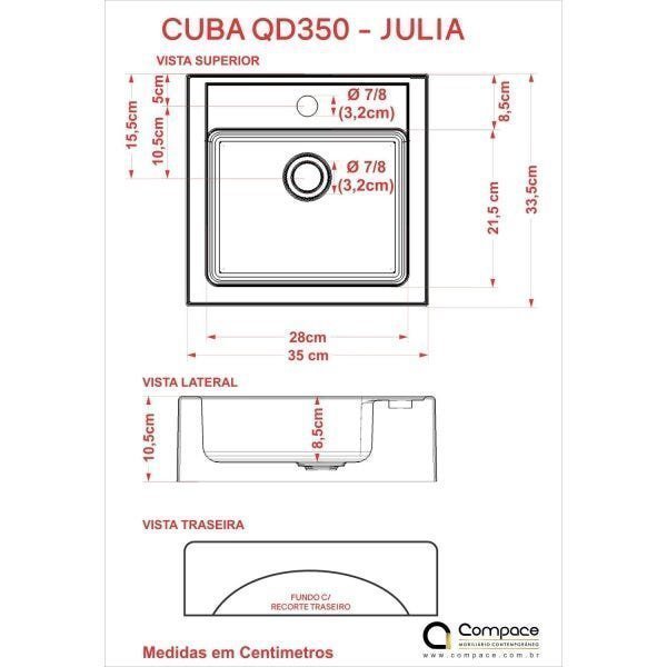 Kit Cuba Q35 Torneira Luxo 1195 Metal Válvula Click 1 Polegada G Sifão Pvc Flexível Compace - 3