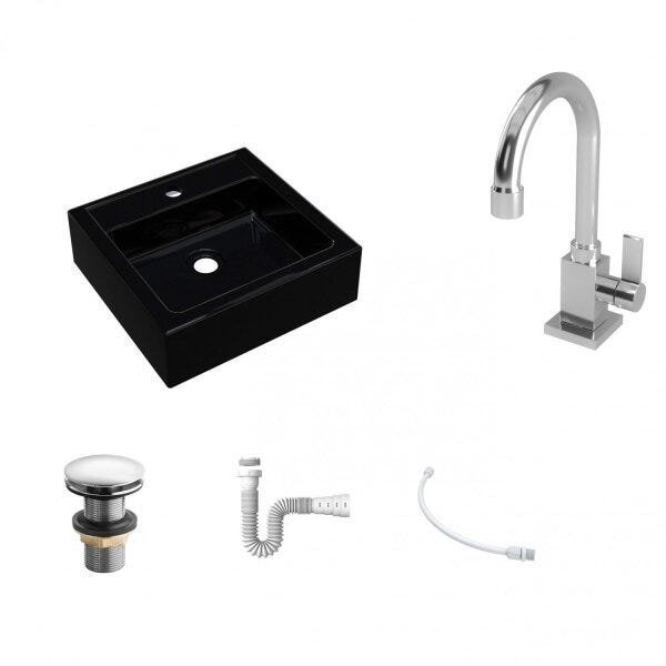 Kit Cuba Q35 Torneira Luxo 1195 Metal Válvula Click 1 Polegada G Sifão Pvc Flexível Compace - 2