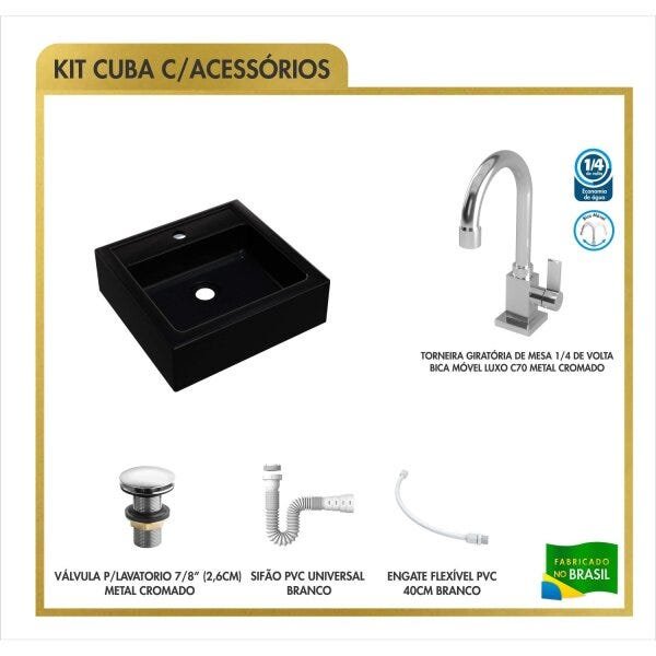 Cuba Q35W com Torneira Luxo e Válvula Click com Sifão e Flexível Compace - 5