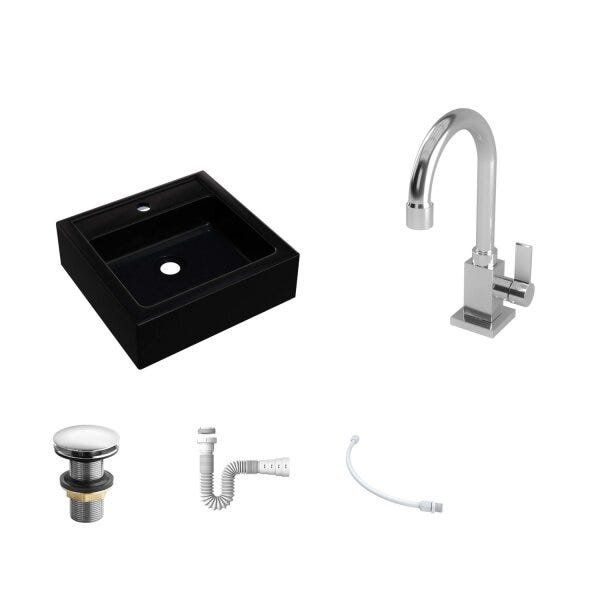 Cuba Q35W com Torneira Luxo e Válvula Click com Sifão e Flexível Compace - 2