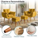 Ver imagem 2 de Kit 2 Poltronas Alice + 2 Puff Alice Suede Mostarda Pé Castanho