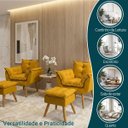Ver imagem 3 de Kit 2 Poltronas Alice + 2 Puff Alice Suede Mostarda Pé Castanho