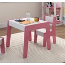 Ver imagem 3 de Conjunto Mesa Infantil C 2 Cadeiras Mdf Diana Branco Rosa Ofertamo