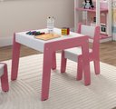 Ver imagem 3 de Conjunto Mesa Infantil C 2 Cadeiras Mdf Diana Branco Rosa Ofertamo