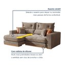 Ver mais imagens de Sofá Retrátil e Reclinável 3 Lugares Veludo Molas Ensacadas Pillow Top Columbia 230cm Bege
