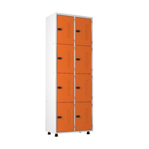 Armário Roupeiro Aço 8 Portas Academia Guarda Volume Ea702 Laranja
