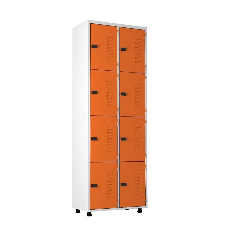 Armário Roupeiro Aço 8 Portas Academia Guarda Volume Ea702 Laranja Armário Roupeiro Aço 8 Portas Academia Guarda Volume Ea702 Laranja