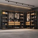 Ver imagem 1 de Guarda-roupa Closet Modulado Arizona 6 Gavetas 405cm Multimóveis Mp4785 Preto/madeirado