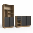 Ver imagem 2 de Conjunto Escritório Office 2 Peças, Armário Alto 2 Portas, Nichos e Armário Baixo 2 Portas, 2