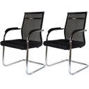 Ver imagem 1 de Kit 2 Cadeiras Interlocutor Mesh Fixa Preta W-122