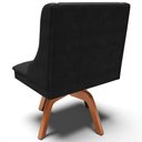 Ver mais imagens de Cadeira Decorativa Sala de Jantar Base Giratória de Madeira Firenze Suede Preto/Natural G19 - Gran B