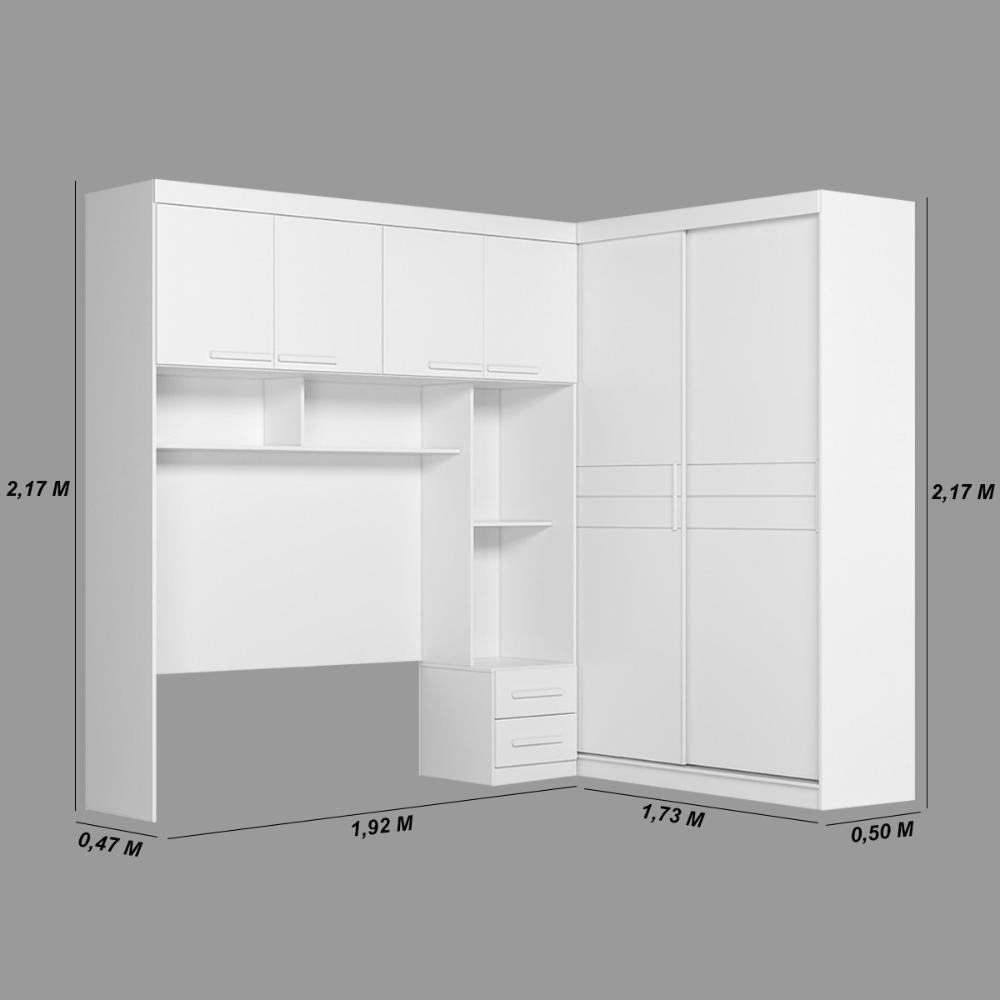 Guarda Roupa Modulado Casal 6 Portas 5 Gavetas 4 Nichos Branco Florença - Moval - 2