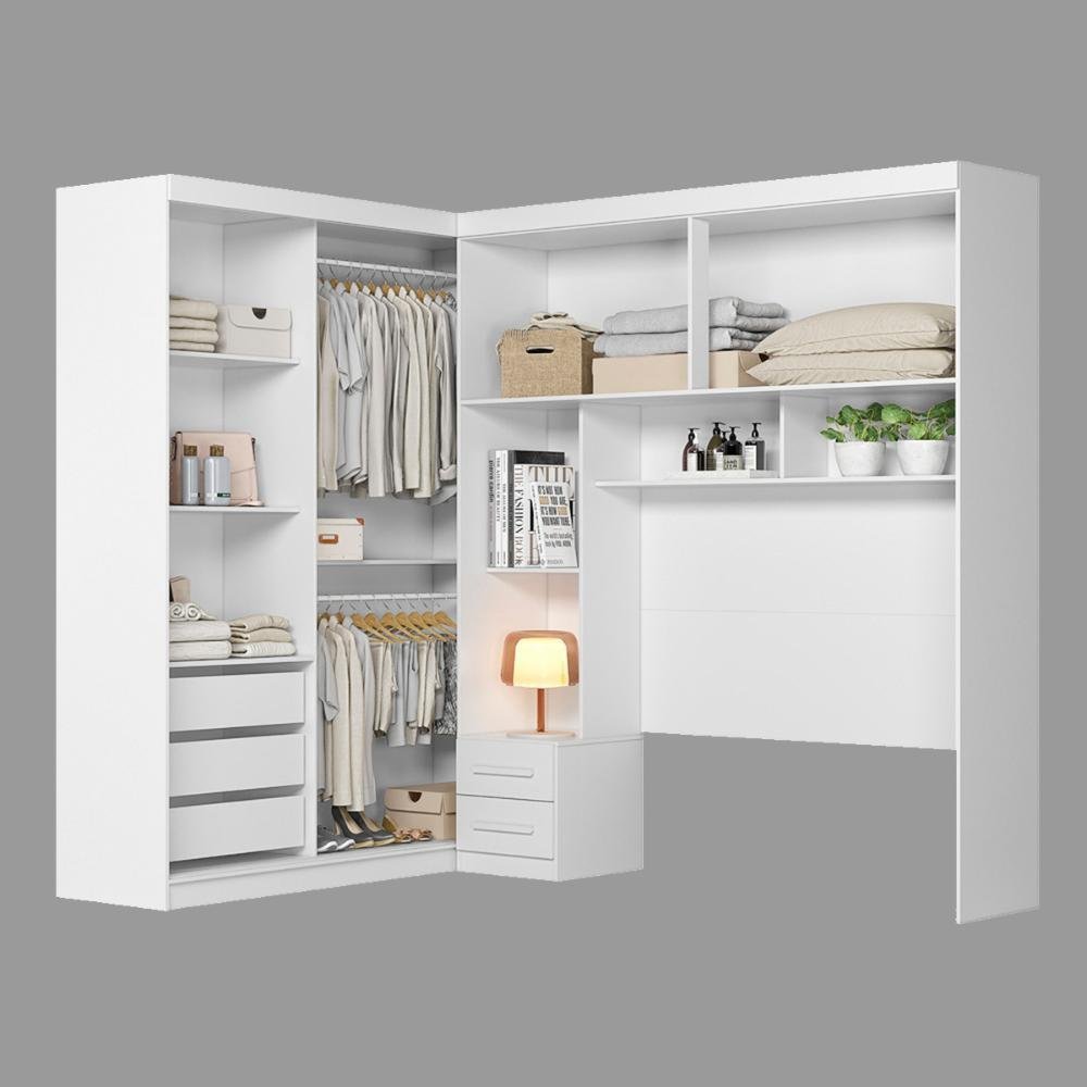 Guarda Roupa Modulado Casal 6 Portas 5 Gavetas 4 Nichos Branco Florença - Moval - 7