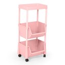 Ver imagem 1 de Carrinho Multiuso Prático 3 Prateleiras em Plástico com Rodízio - Rosa