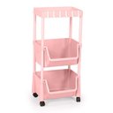Ver imagem 2 de Carrinho Multiuso Prático 3 Prateleiras em Plástico com Rodízio - Rosa