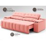 Sofá com Porta Copos Carregador USB Ret Rec Samurai 2,50m Velosuede Rose - NETSOFAS - 5