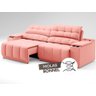 Sofá com Porta Copos Carregador USB Ret Rec Samurai 2,50m Velosuede Rose - NETSOFAS - 6