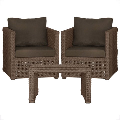 Mesa Centro e 2 Poltronas Madri Corda Náutica Estofado 9 Trama Original