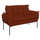 Ver imagem 4 de Poltrona Sofá Luxo Base Metal Preto Recepção Escritório Cor:terracota