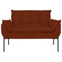 Ver imagem 5 de Poltrona Sofá Luxo Base Metal Preto Recepção Escritório Cor:terracota