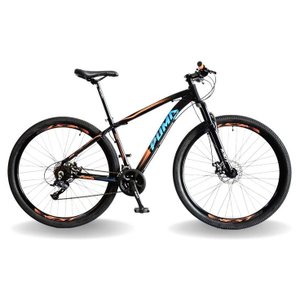 BICICLETA 29 PUMABIKE LINCE 24V STEEZ, FREIO MEC, SUSP 80MM, PRETO COM LARANJA E AZUL, 19