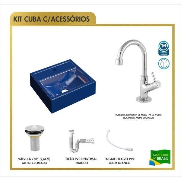 Kit Cuba Q32 Torneira 1198 Metal Válvula 1 Polegada Sifão Pvc Flexível Compace - 4