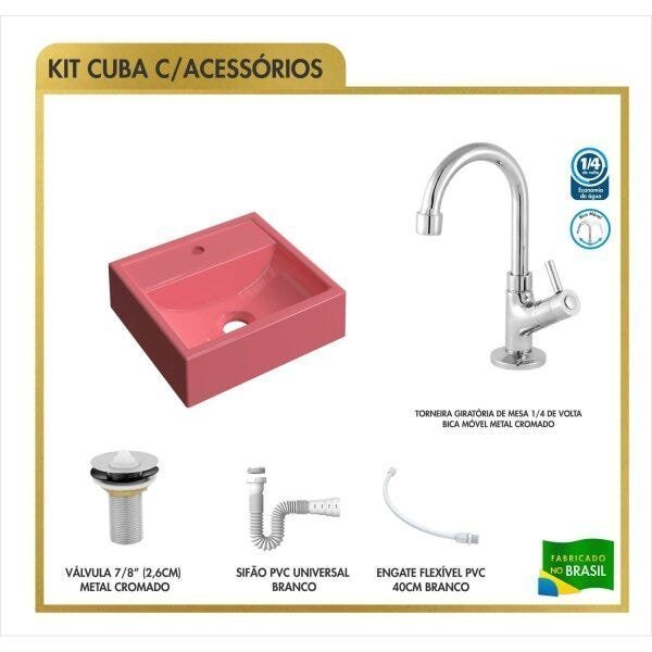 Kit Cuba Q32 Torneira 1198 Metal Válvula 1 Polegada Sifão Pvc Flexível Compace - 3