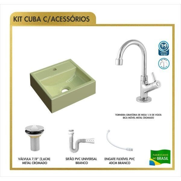 Kit Cuba Q32 Torneira 1198 Metal Válvula 1 Polegada Sifão Pvc Flexível Compace - 3