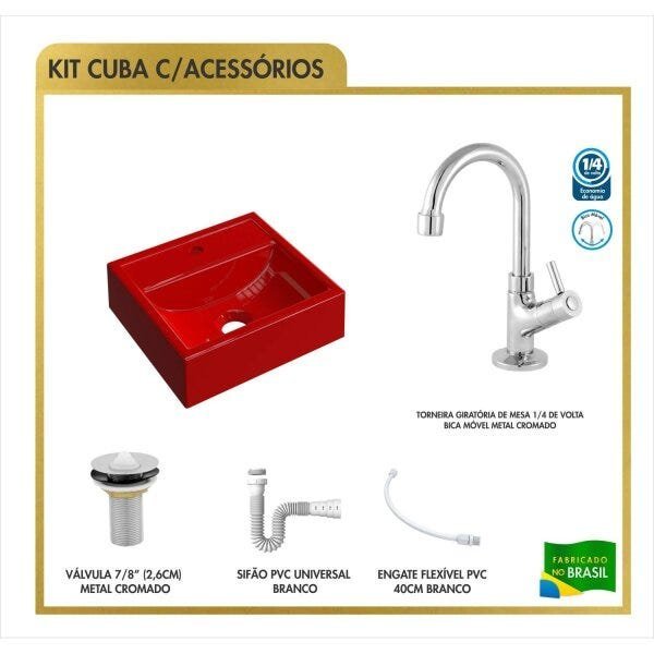 Kit Cuba Q32 Torneira 1198 Metal Válvula 1 Polegada Sifão Pvc Flexível Compace - 3